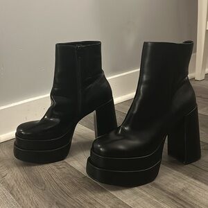 Black Vegan Leather Platform Boots